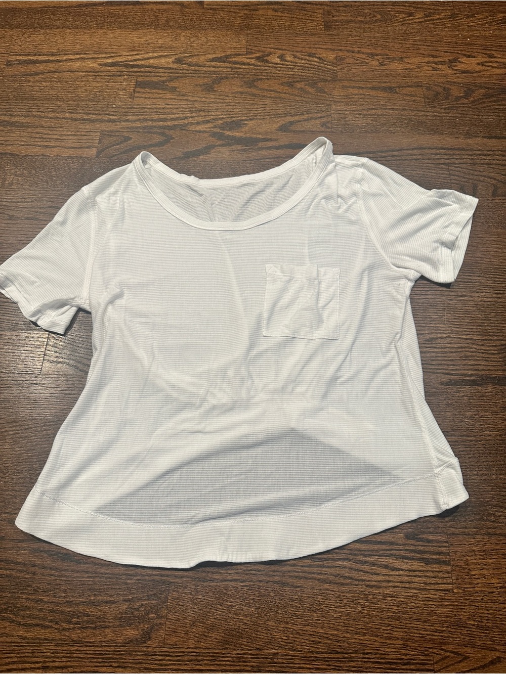 lululemon athletica White Short Sleeve Pocket Tee - Calm Tonka Stripe Burnout